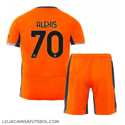 Camisa de Futebol Inter Milan Alexis Sanchez #70 Equipamento Alternativo Infantil 2023-24 Manga Curta (+ Calças curtas)
